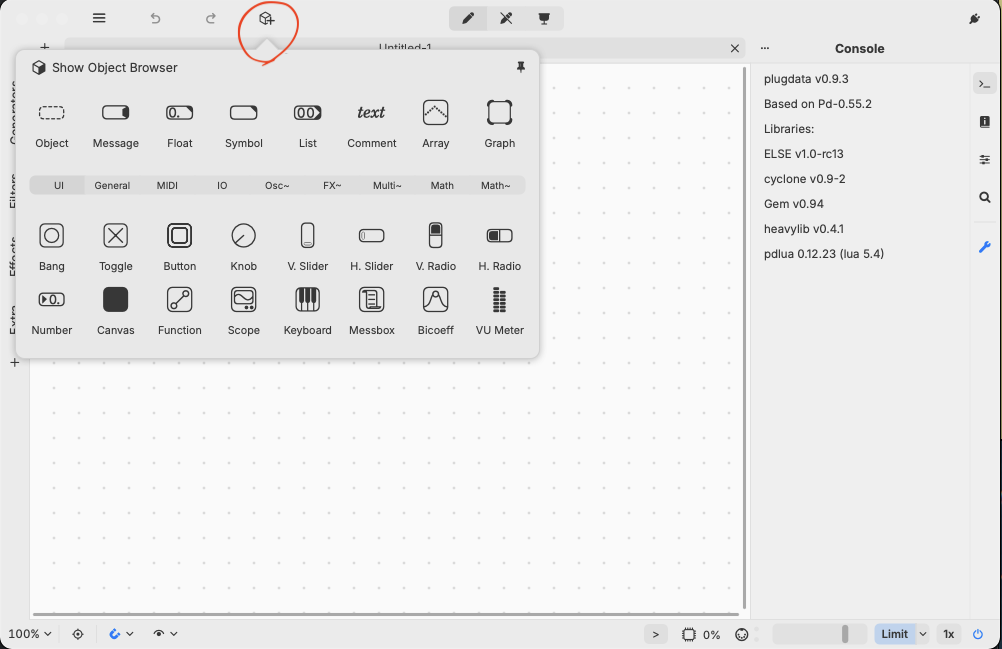 Ayuda contextual en plugdata