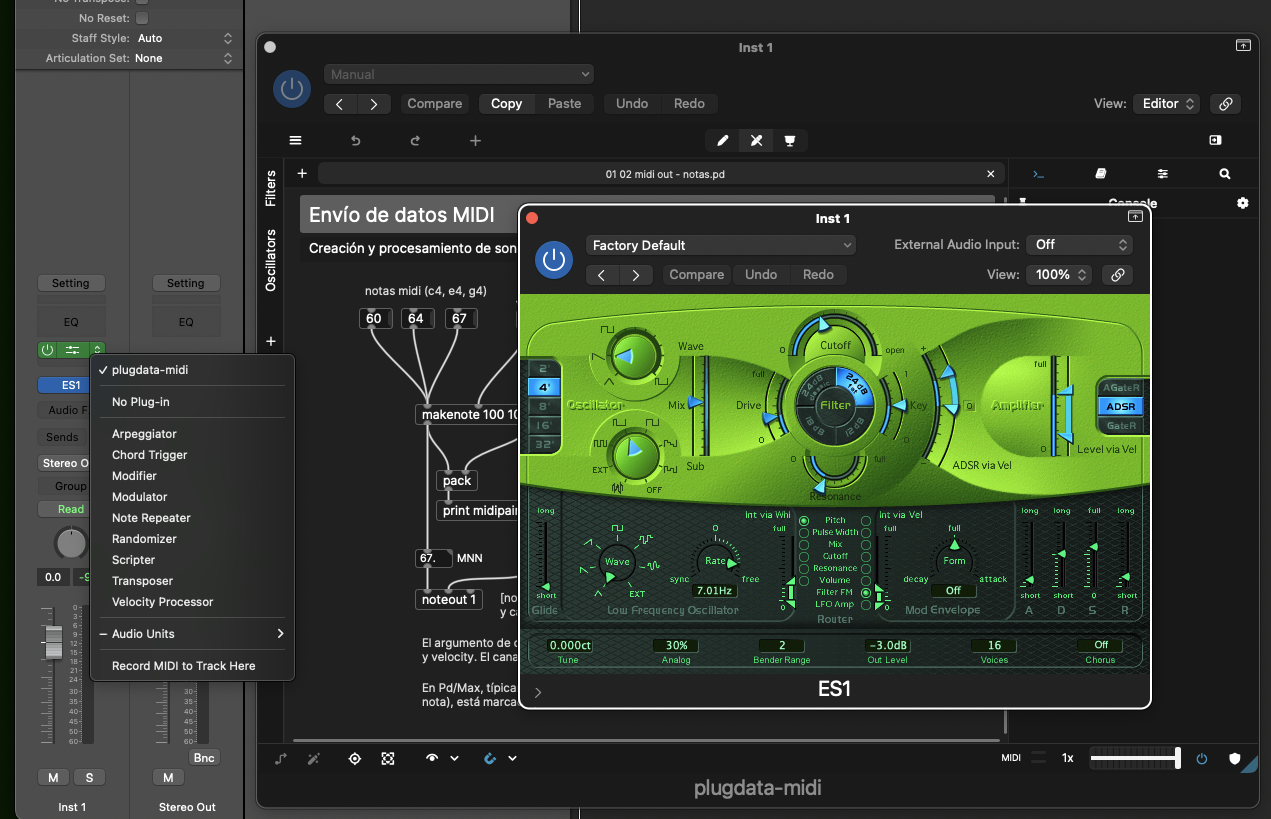 plugdata en Logic